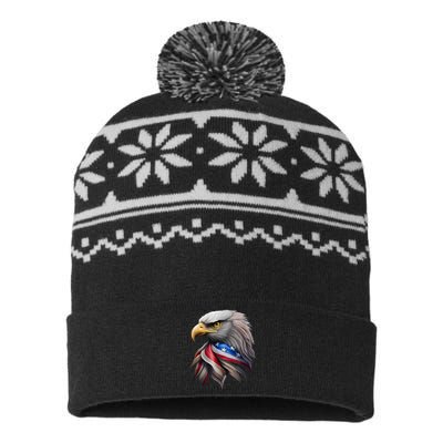 4th July American Eagle Flag Independence Day USA-Made Snowflake Beanie