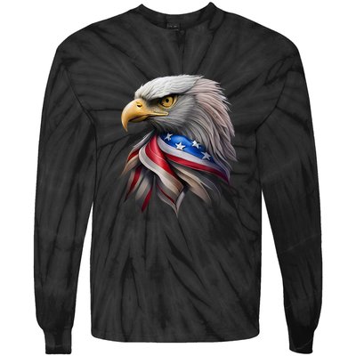 4th July American Eagle Flag Independence Day Tie-Dye Long Sleeve Shirt