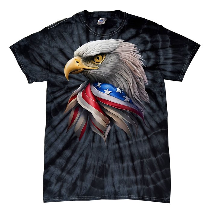 4th July American Eagle Flag Independence Day Tie-Dye T-Shirt