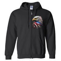 4th July American Eagle Flag Independence Day Full Zip Hoodie