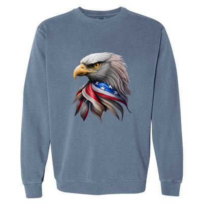 4th July American Eagle Flag Independence Day Garment-Dyed Sweatshirt