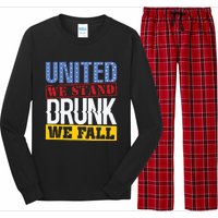 4th July American Holiday United We Stand Drunk We Fall Long Sleeve Pajama Set