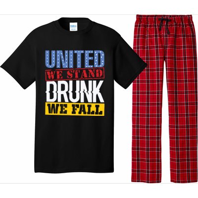 4th July American Holiday United We Stand Drunk We Fall Pajama Set