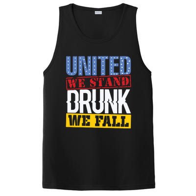 4th July American Holiday United We Stand Drunk We Fall PosiCharge Competitor Tank