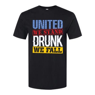 4th July American Holiday United We Stand Drunk We Fall Softstyle CVC T-Shirt