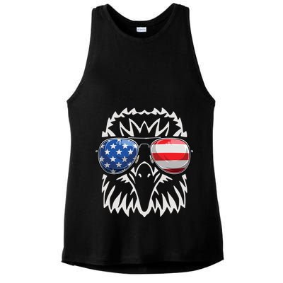 4th July American Eagle Flag Independence Day Ladies PosiCharge Tri-Blend Wicking Tank