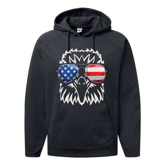 4th July American Eagle Flag Independence Day Performance Fleece Hoodie