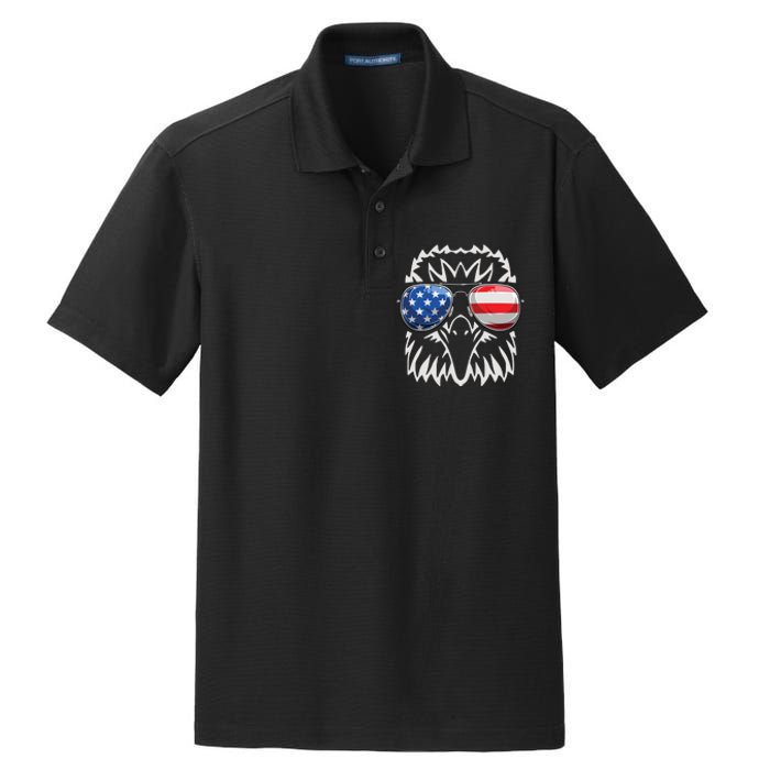 4th July American Eagle Flag Independence Day Dry Zone Grid Polo