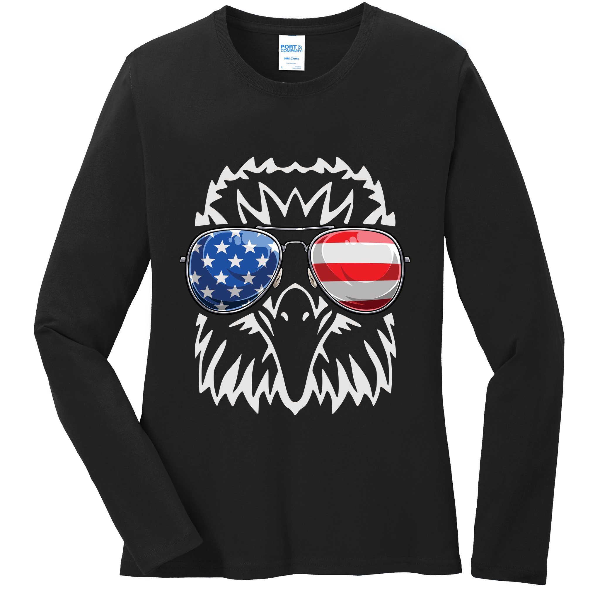 4th July American Eagle Flag Independence Day Ladies Long Sleeve Shirt