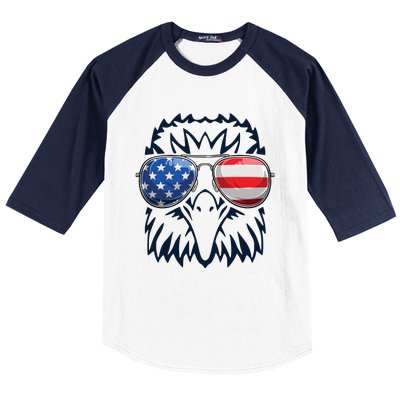 4th July American Eagle Flag Independence Day Baseball Sleeve Shirt