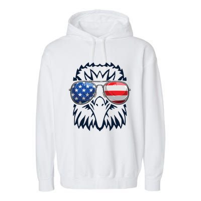 4th July American Eagle Flag Independence Day Garment-Dyed Fleece Hoodie