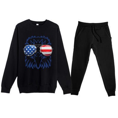 4th July American Eagle Flag Independence Day Premium Crewneck Sweatsuit Set