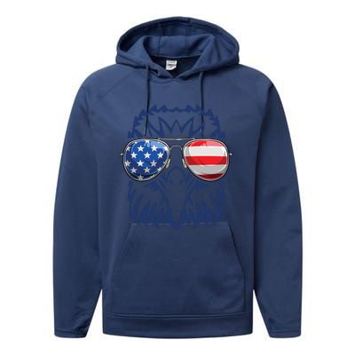 4th July American Eagle Flag Independence Day Performance Fleece Hoodie