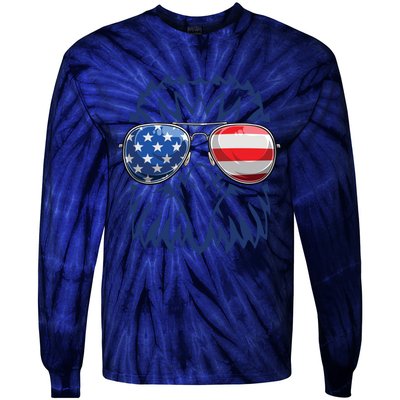 4th July American Eagle Flag Independence Day Tie-Dye Long Sleeve Shirt