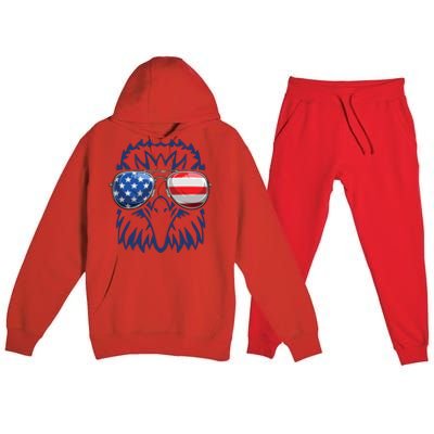 4th July American Eagle Flag Independence Day Premium Hooded Sweatsuit Set