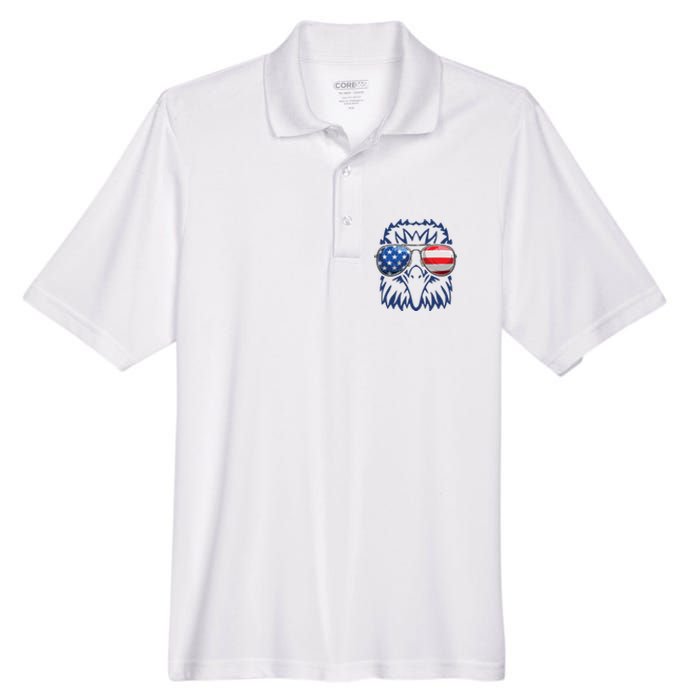 4th July American Eagle Flag Independence Day Men's Origin Performance Pique Polo