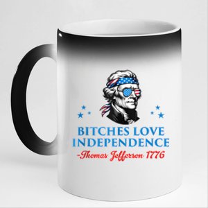 4th July Bitches Love Independence Thomas Jefferson Founding 11oz Black Color Changing Mug