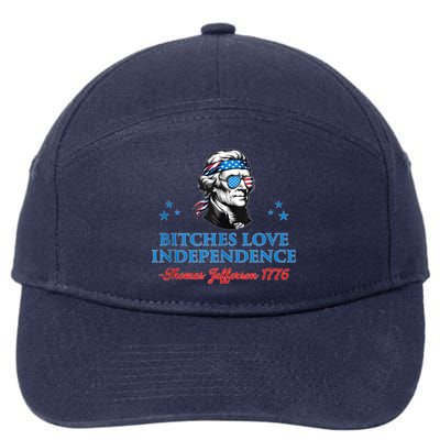 4th July Bitches Love Independence Thomas Jefferson Founding 7-Panel Snapback Hat