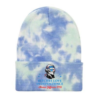 4th July Bitches Love Independence Thomas Jefferson Founding Tie Dye 12in Knit Beanie