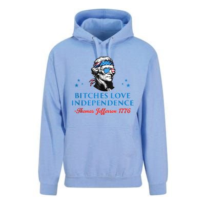 4th July Bitches Love Independence Thomas Jefferson Founding Unisex Surf Hoodie