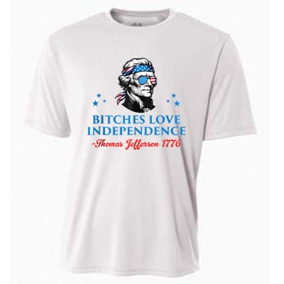 4th July Bitches Love Independence Thomas Jefferson Founding Cooling Performance Crew T-Shirt