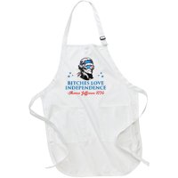 4th July Bitches Love Independence Thomas Jefferson Founding Full-Length Apron With Pockets