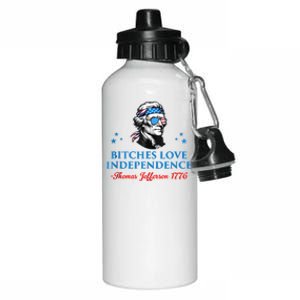 4th July Bitches Love Independence Thomas Jefferson Founding Aluminum Water Bottle