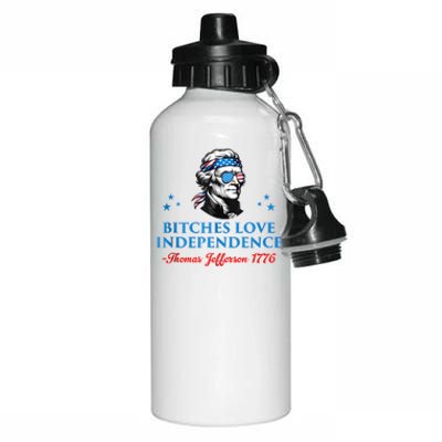 4th July Bitches Love Independence Thomas Jefferson Founding Aluminum Water Bottle