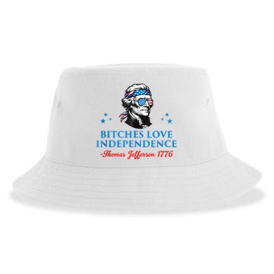 4th July Bitches Love Independence Thomas Jefferson Founding Sustainable Bucket Hat