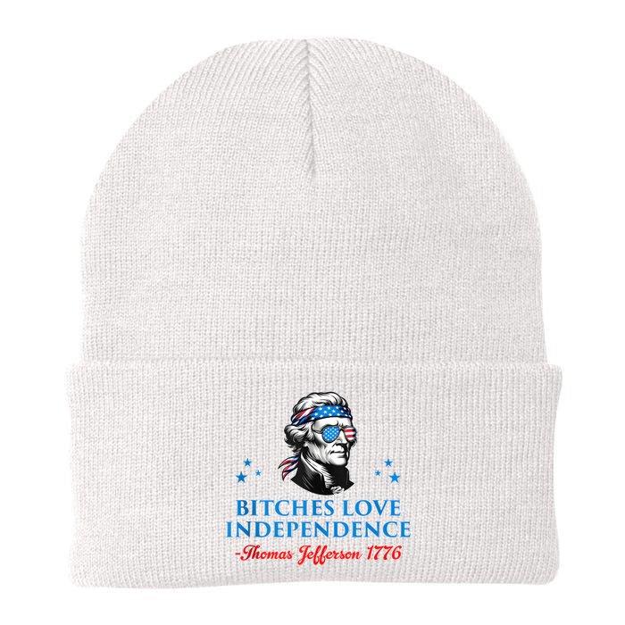 4th July Bitches Love Independence Thomas Jefferson Founding Knit Cap Winter Beanie