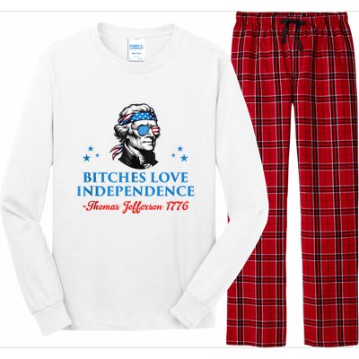 4th July Bitches Love Independence Thomas Jefferson Founding Long Sleeve Pajama Set