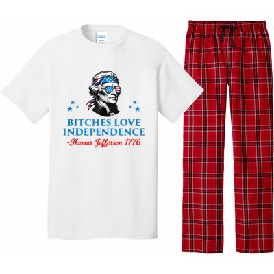 4th July Bitches Love Independence Thomas Jefferson Founding Pajama Set