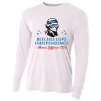 4th July Bitches Love Independence Thomas Jefferson Founding Cooling Performance Long Sleeve Crew