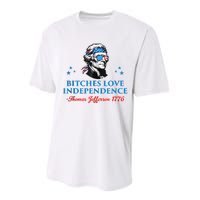 4th July Bitches Love Independence Thomas Jefferson Founding Performance Sprint T-Shirt