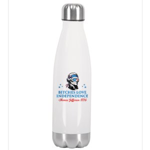 4th July Bitches Love Independence Thomas Jefferson Founding Stainless Steel Insulated Water Bottle