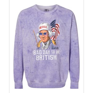 4th July Bad Day To Be British Patriotic George Washington Gift Colorblast Crewneck Sweatshirt