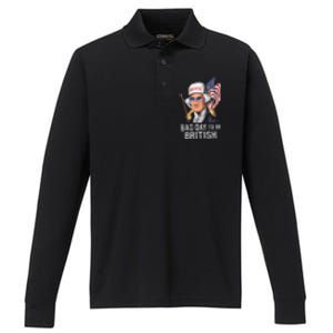 4th July Bad Day To Be British Patriotic George Washington Gift Performance Long Sleeve Polo