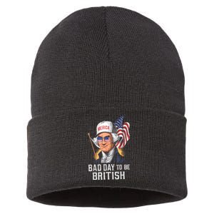 4th July Bad Day To Be British Patriotic George Washington Gift Sustainable Knit Beanie