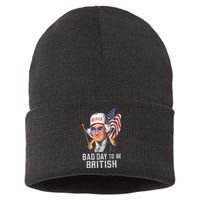 4th July Bad Day To Be British Patriotic George Washington Gift Sustainable Knit Beanie