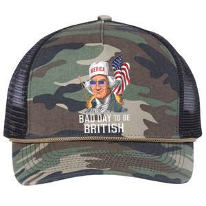 4th July Bad Day To Be British Patriotic George Washington Gift Retro Rope Trucker Hat Cap