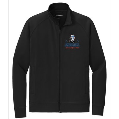 4th July Bitches Love Independence Thomas Jefferson Founding Stretch Full-Zip Cadet Jacket