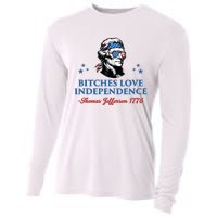 4th July Bitches Love Independence Thomas Jefferson Founding Cooling Performance Long Sleeve Crew