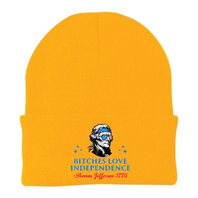 4th July Bitches Love Independence Thomas Jefferson Founding Knit Cap Winter Beanie