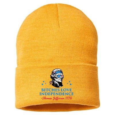 4th July Bitches Love Independence Thomas Jefferson Founding Sustainable Knit Beanie