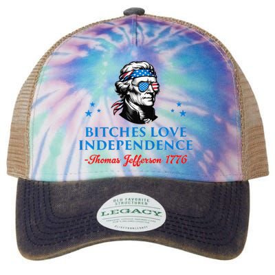 4th July Bitches Love Independence Thomas Jefferson Founding Legacy Tie Dye Trucker Hat