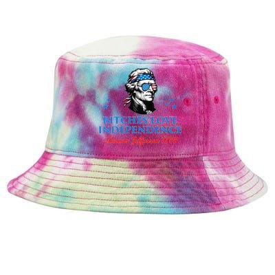 4th July Bitches Love Independence Thomas Jefferson Founding Tie-Dyed Bucket Hat