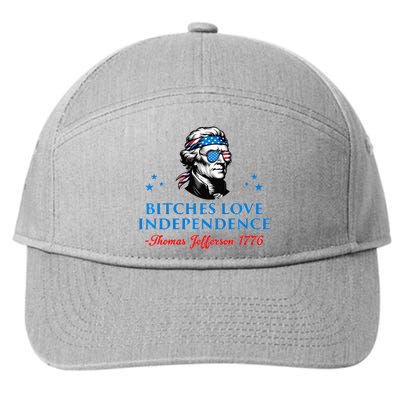 4th July Bitches Love Independence Thomas Jefferson Founding 7-Panel Snapback Hat