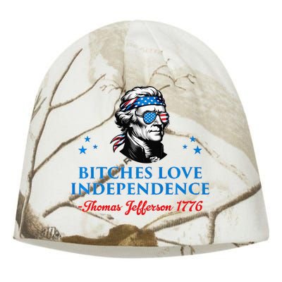 4th July Bitches Love Independence Thomas Jefferson Founding Kati - Camo Knit Beanie