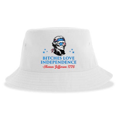 4th July Bitches Love Independence Thomas Jefferson Founding Sustainable Bucket Hat