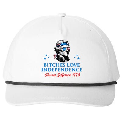 4th July Bitches Love Independence Thomas Jefferson Founding Snapback Five-Panel Rope Hat